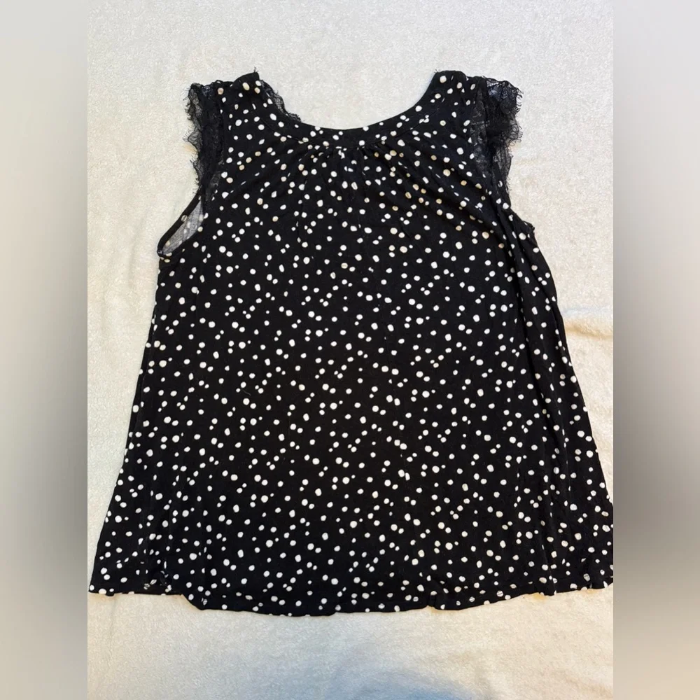 Maurices Black & White Polka Dot Lace-Trim Tank (Plus Size, 1, Women) - Picture 2 of 9